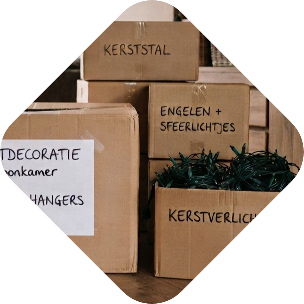 Dozen met decoratie labelen