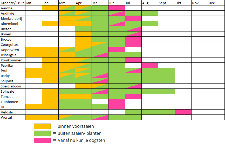 Jouw moestuin zaaikalender van Kabelshop.nl